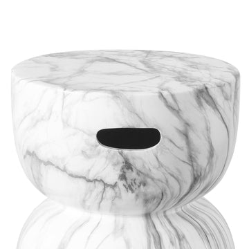 Varavara 14.75" Contemporary Modern Marble Glaze Drum Indoor/Outdoor Garden Stool - JONATHAN Y